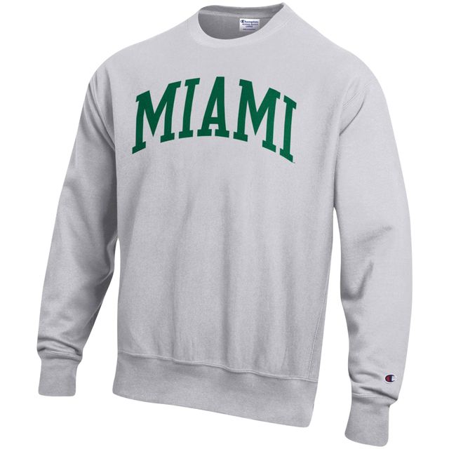 Sweat-shirt ras du cou en molleton à armure inversée Big & Tall Miami Hurricanes Champion pour homme, gris chiné