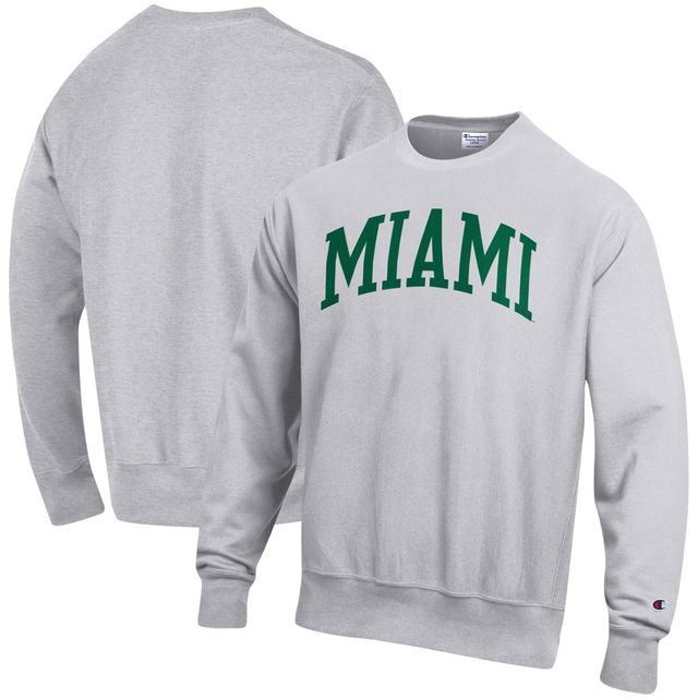 Sweat-shirt ras du cou en molleton à armure inversée Big & Tall Miami Hurricanes Champion pour homme, gris chiné