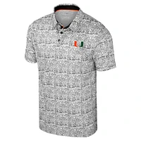 Men's Colosseum Black Miami Hurricanes It's Time! Allover Print Polo