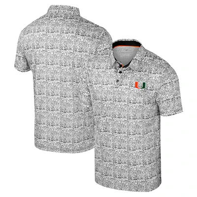 Men's Colosseum Black Miami Hurricanes It's Time! Allover Print Polo