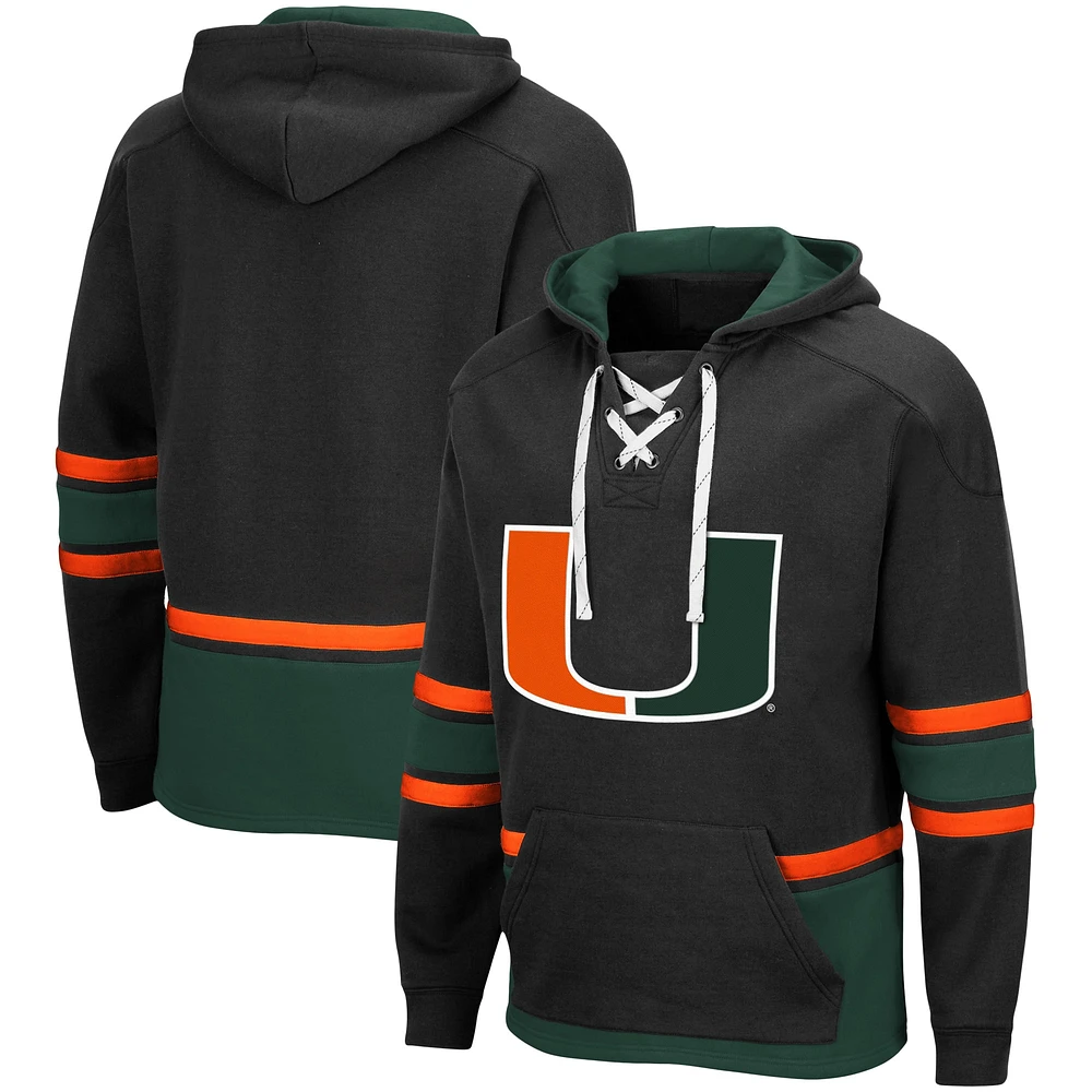 Pull à capuche noir Colosseum Miami Hurricanes Lace Up 3.0 pour hommes