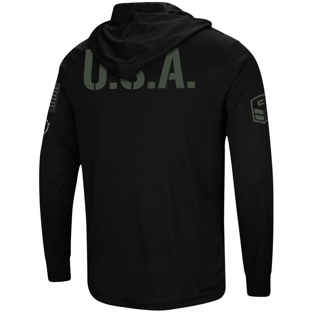 Colosseum Black Miami Hurricanes OHT Military Appreciation Hoodie T-shirt à manches longues pour homme