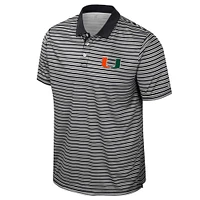 Men's Colosseum Black Miami Hurricanes Striped Polo