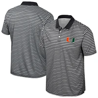 Men's Colosseum Black Miami Hurricanes Striped Polo