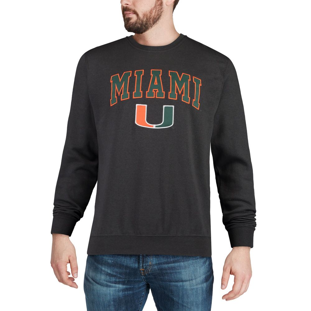 Men's Colosseum Charcoal Miami Hurricanes Arch & Logo Crew Neck Sweatshirt