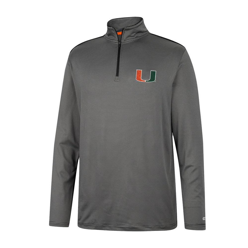Men's Colosseum Charcoal Miami Hurricanes Logo Quarter-Zip Windshirt