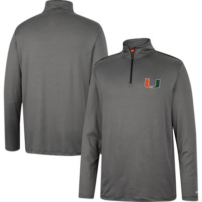 Men's Colosseum Charcoal Miami Hurricanes Logo Quarter-Zip Windshirt