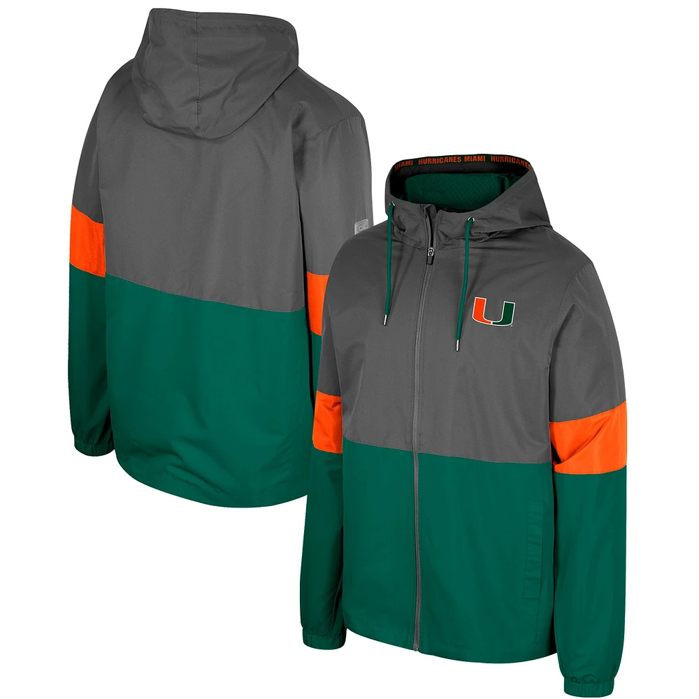 Men's Colosseum Charcoal Miami Hurricanes Miles Full-Zip Jacket