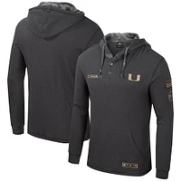 Sweat à capuche Henley pour hommes Colosseum Charcoal Miami Hurricanes OHT Military Appreciation