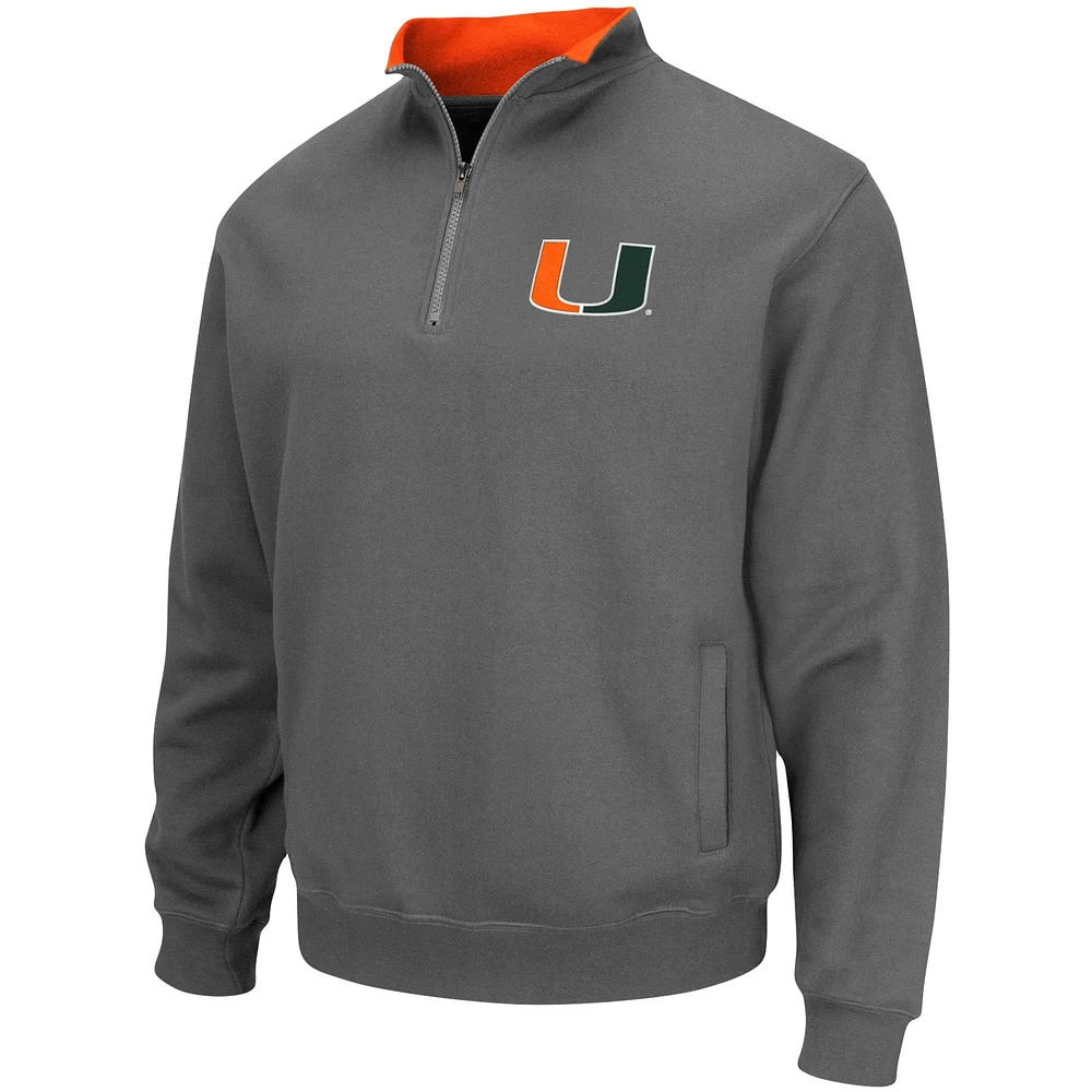 Men's Colosseum Charcoal Miami Hurricanes Tortugas Logo Quarter-Zip Jacket