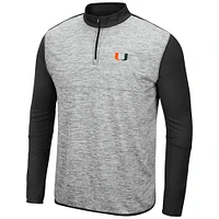 Men's Colosseum Gray/Black Miami Hurricanes Prospect Space-Dye Quarter-Zip Jacket