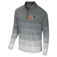 Men's Colosseum  Gray Miami Hurricanes AI Striped Mesh Quarter-Zip Raglan Windshirt