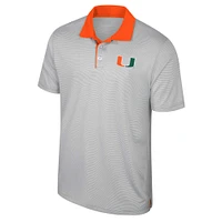 Men's Colosseum Gray Miami Hurricanes Big & Tall Tuck Striped Polo