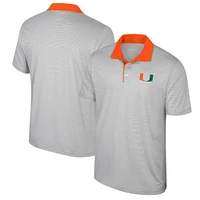 Men's Colosseum Gray Miami Hurricanes Big & Tall Tuck Striped Polo