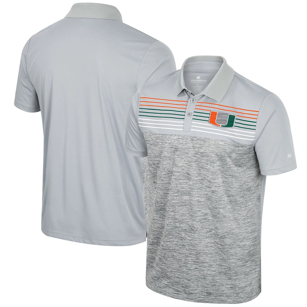 Men's Colosseum Gray Miami Hurricanes Cybernetic Polo