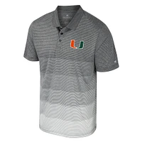 Men's Colosseum Gray Miami Hurricanes Striped Mesh Polo