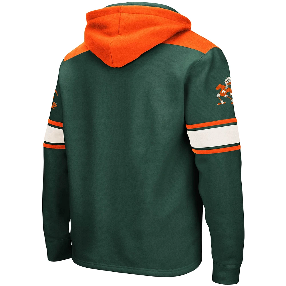 Sweat à capuche lacets vert Colosseum pour hommes, Miami Hurricanes 2.0