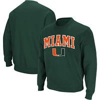 Men's Colosseum Green Miami Hurricanes Arch & Logo Crew Neck Sweatshirt