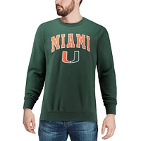 Men's Colosseum Green Miami Hurricanes Arch & Logo Crew Neck Sweatshirt