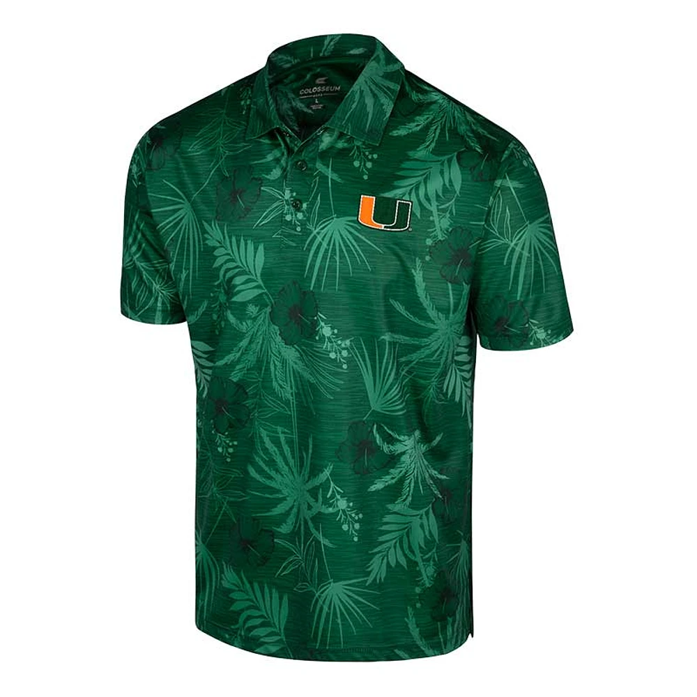 Men's Colosseum Green Miami Hurricanes Big & Tall Palms Polo