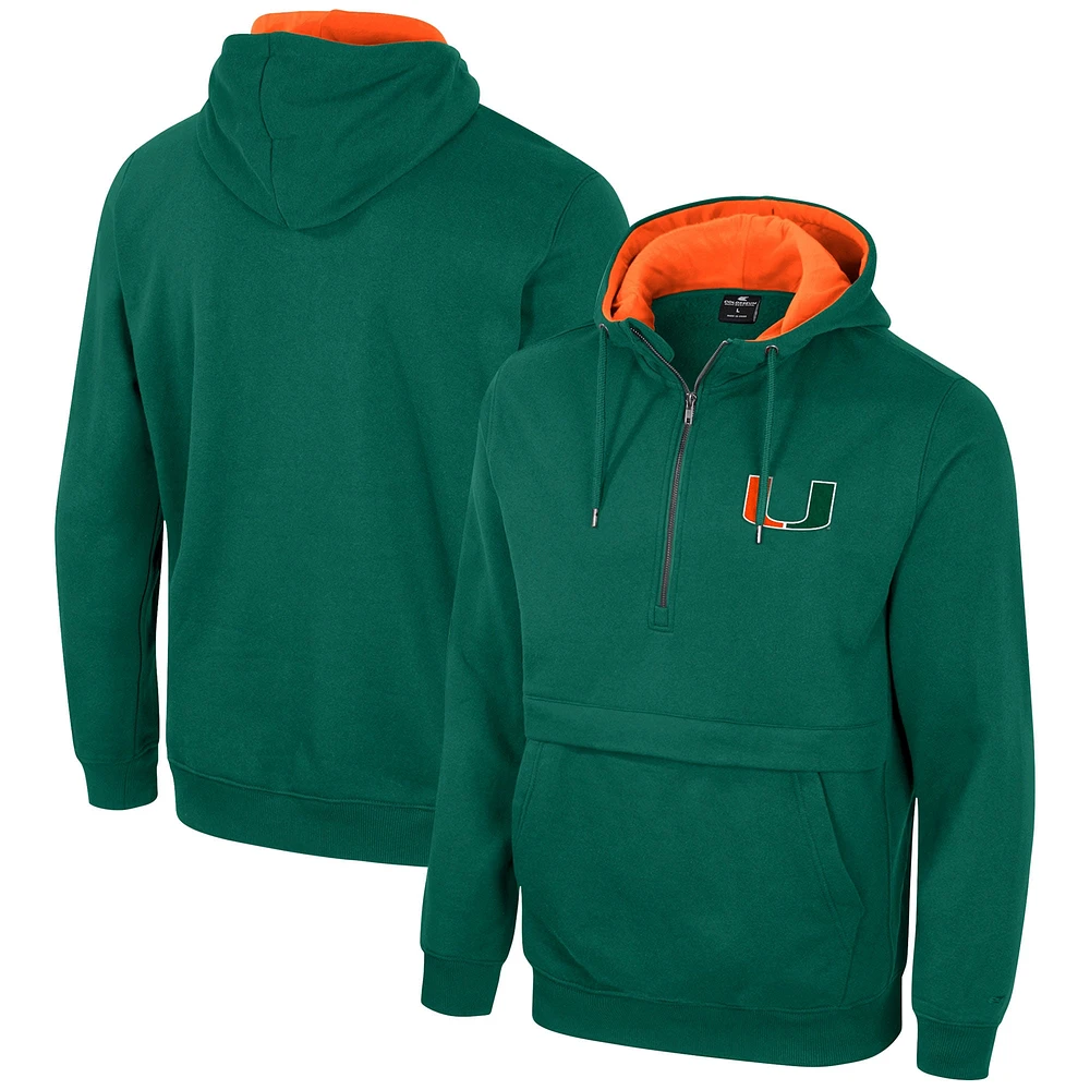 Sweat à capuche demi-zippé Colosseum Green Miami Hurricanes pour hommes