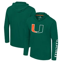 T-shirt à capuche manches longues avec logo Colosseum Green Miami Hurricanes Lockup Active Blend pour hommes