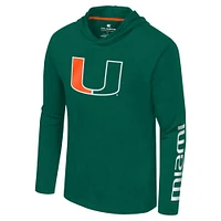 Men's Colosseum Green Miami Hurricanes Logo Lockup Active Blend Long Sleeve  T-Shirt Hoodie