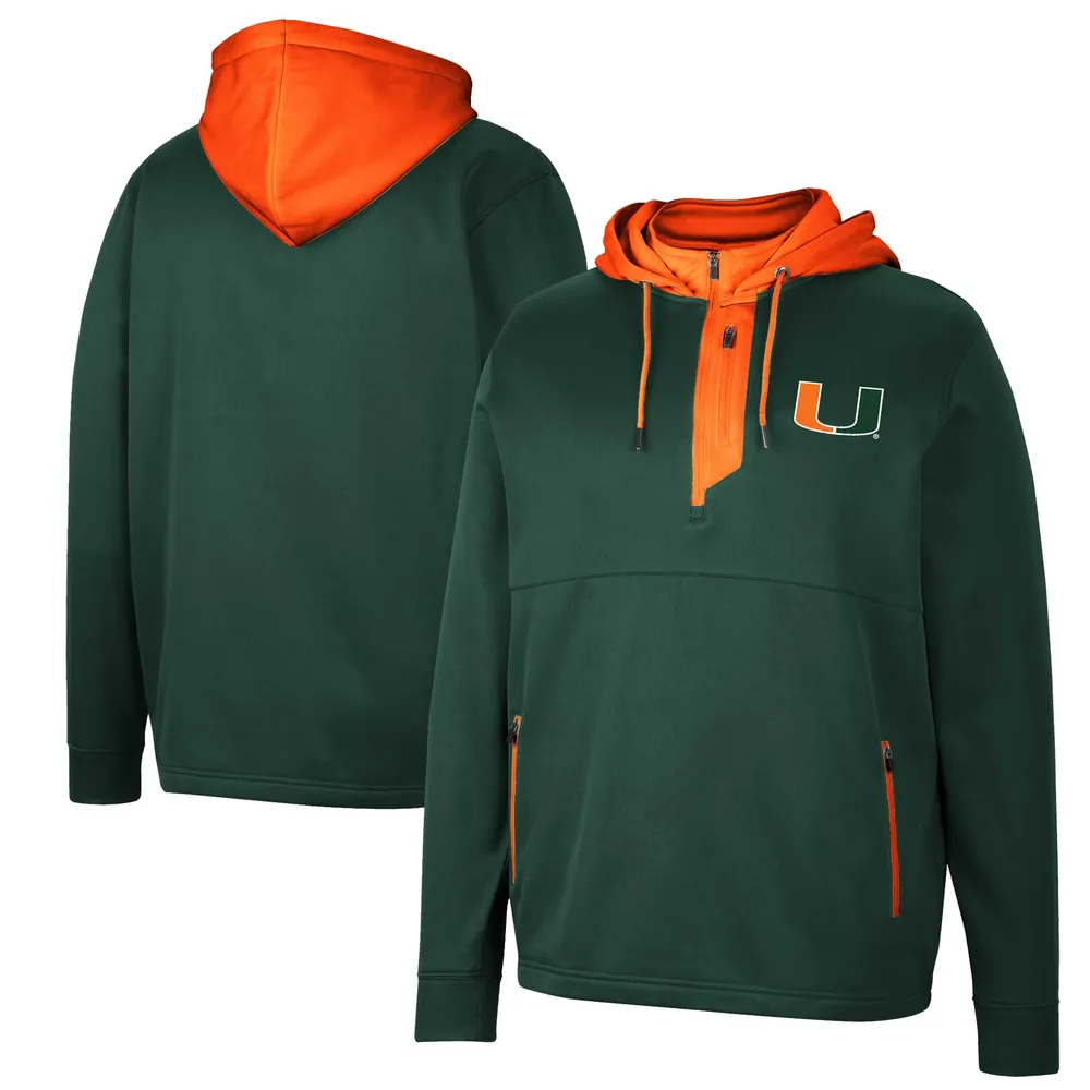 Men's Colosseum Green Miami Hurricanes Luge 3.0 Quarter-Zip Hoodie