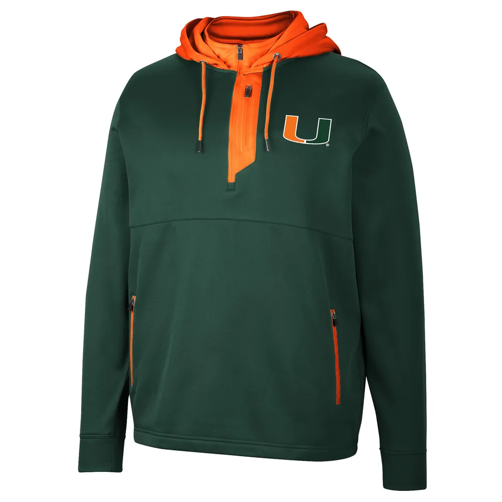 Men's Colosseum Green Miami Hurricanes Luge 3.0 Quarter-Zip Hoodie