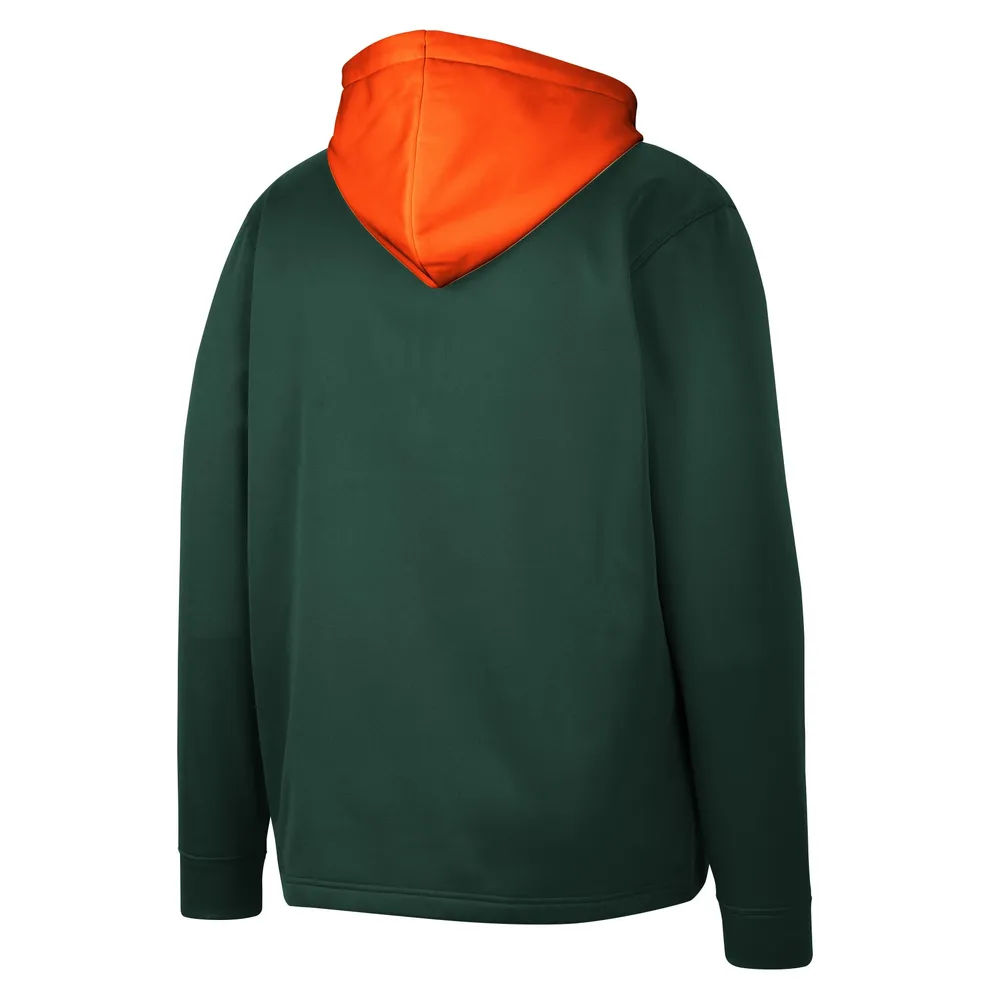 Men's Colosseum Green Miami Hurricanes Luge 3.0 Quarter-Zip Hoodie