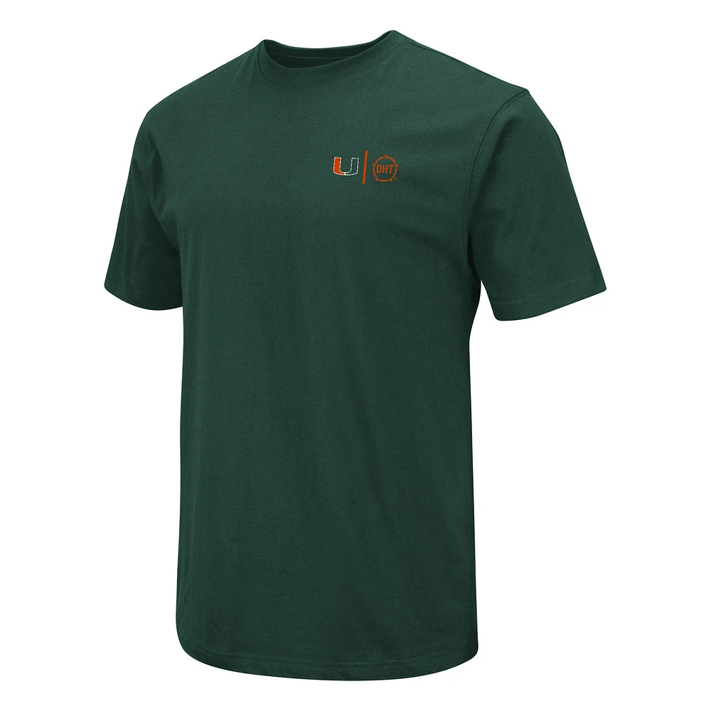 Colosseum Green Miami Hurricanes OHT T-shirt d'appréciation militaire pour homme