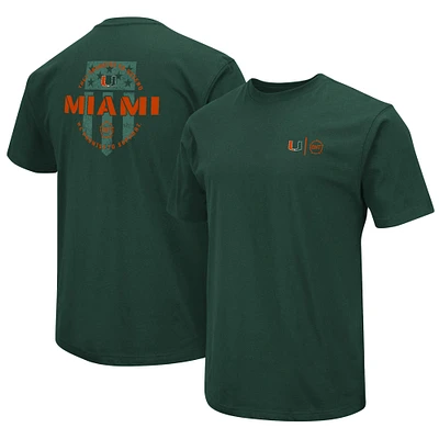 Colosseum Green Miami Hurricanes OHT T-shirt d'appréciation militaire pour homme