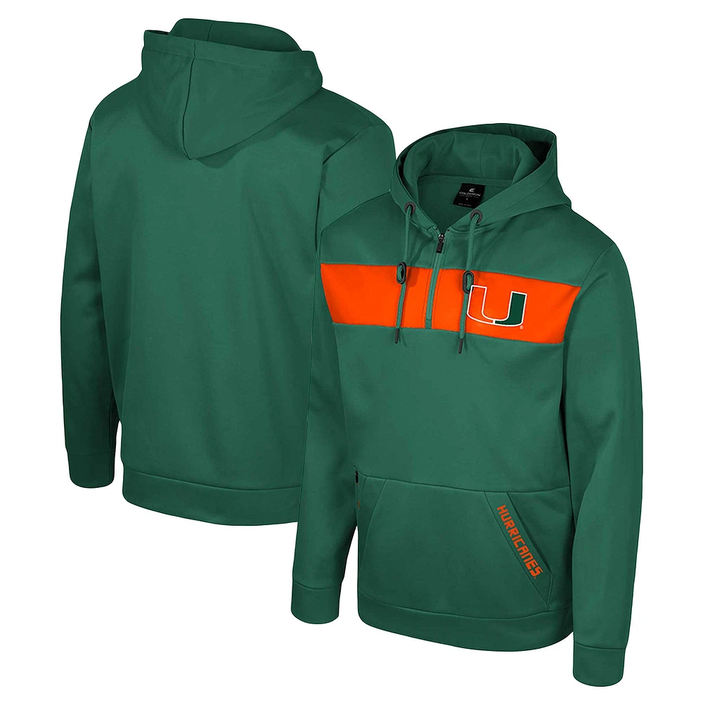 Sweat à capuche quart de zip Colosseum Green Miami Hurricanes pour hommes