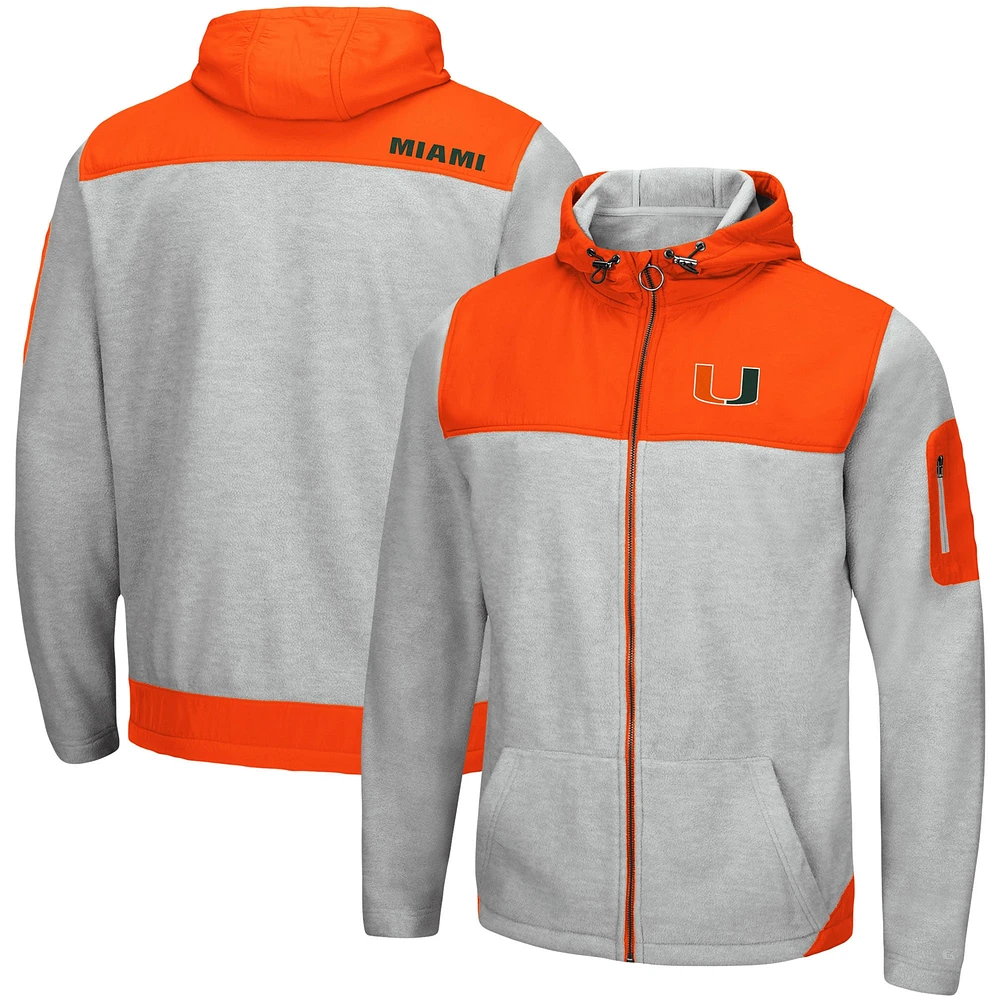 Sweat à capuche léger Colosseum Heather Grey/Orange Miami Hurricanes Schwartz pour homme