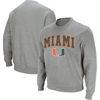 Men's Colosseum Heather Gray Miami Hurricanes Arch & Logo Crew Neck Sweatshirt
