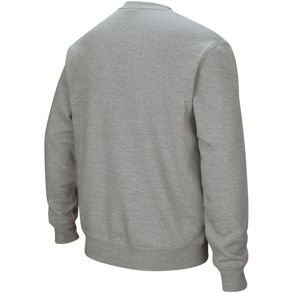 Men's Colosseum Heather Gray Miami Hurricanes Arch & Logo Crew Neck Sweatshirt
