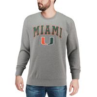 Men's Colosseum Heather Gray Miami Hurricanes Arch & Logo Crew Neck Sweatshirt