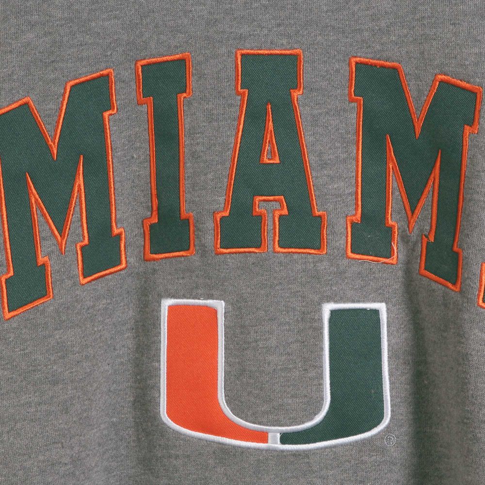 Men's Colosseum Heather Gray Miami Hurricanes Arch & Logo Crew Neck Sweatshirt