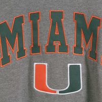 Men's Colosseum Heather Gray Miami Hurricanes Arch & Logo Crew Neck Sweatshirt