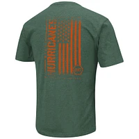 Men's Colosseum Heather Green Miami Hurricanes OHT Military Appreciation Flag 2.0 T-Shirt