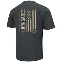 Men's Colosseum Heathered Black Miami Hurricanes OHT Military Appreciation Flag 2.0 T-Shirt