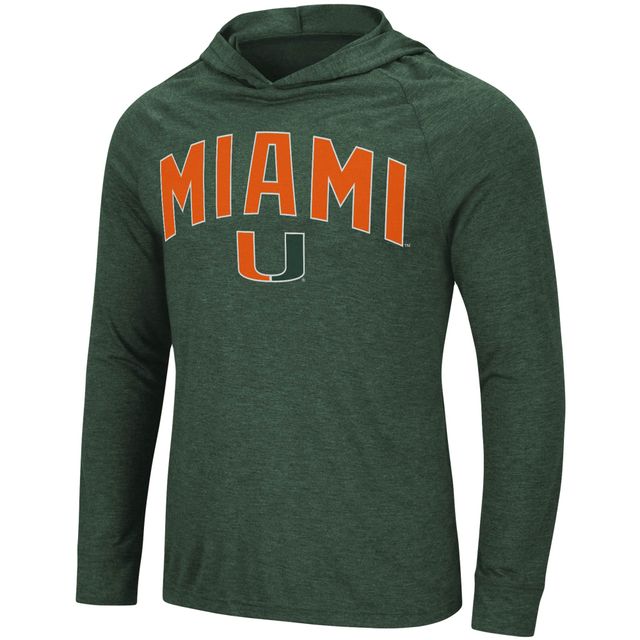 T-shirt à capuche Colosseum Heathered Green Miami Hurricanes Big & Tall Wingman Raglan pour homme