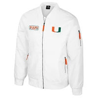 Men's Colosseum Miami Hurricanes White Rabbit Full-Zip Bomber Jacket