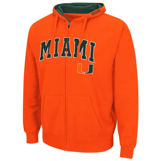 Sweat à capuche zippé orange Colosseum Miami Hurricanes Arch & Logo pour homme