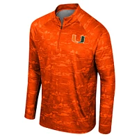 Veste orange Colosseum Miami Hurricanes Carson Raglan à quart de zip pour hommes