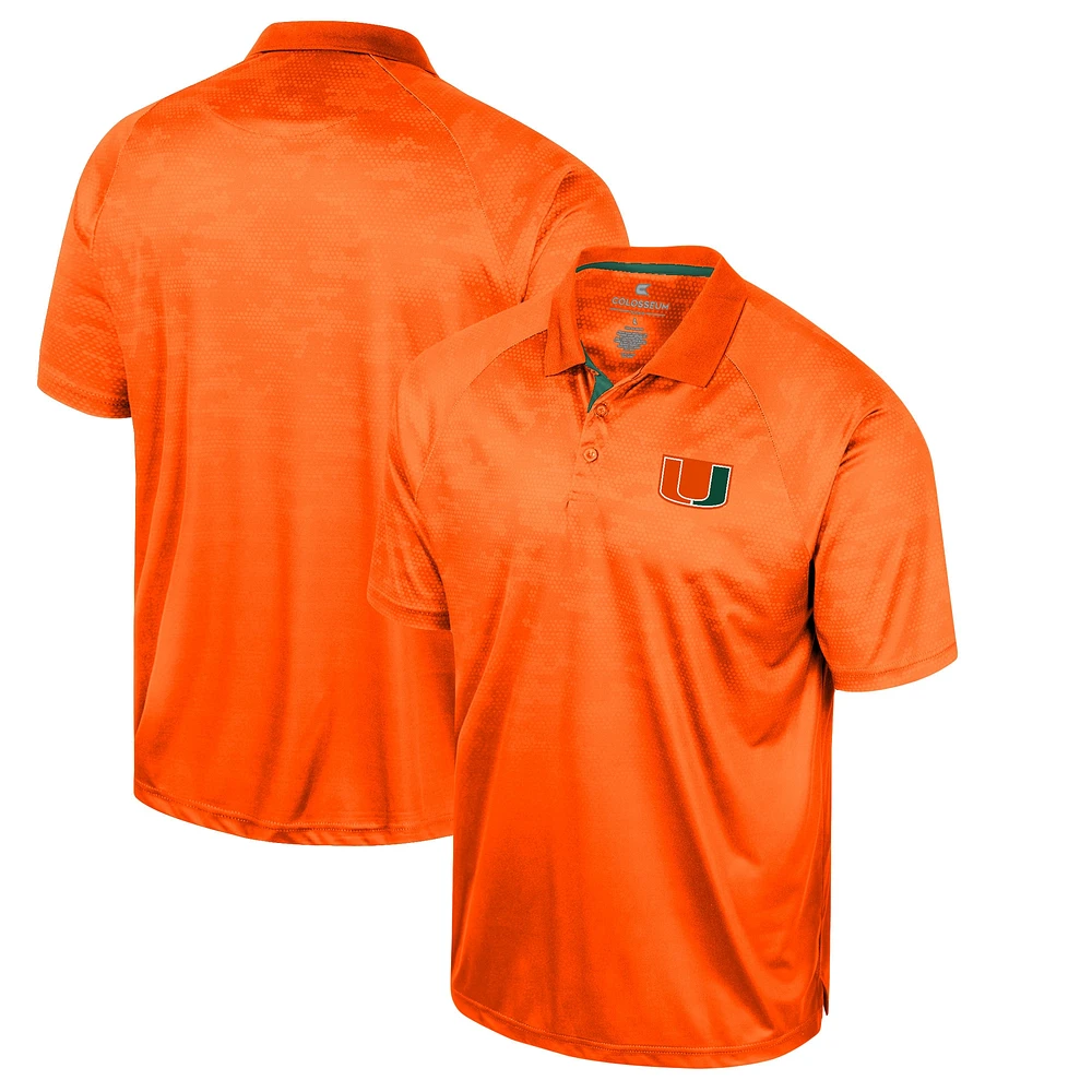 Men's Colosseum Orange Miami Hurricanes Honeycomb Raglan Polo