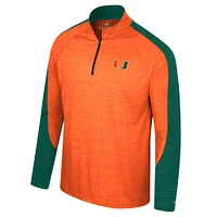 Men's Colosseum Orange Miami Hurricanes Langmore Raglan Quarter-Zip Top