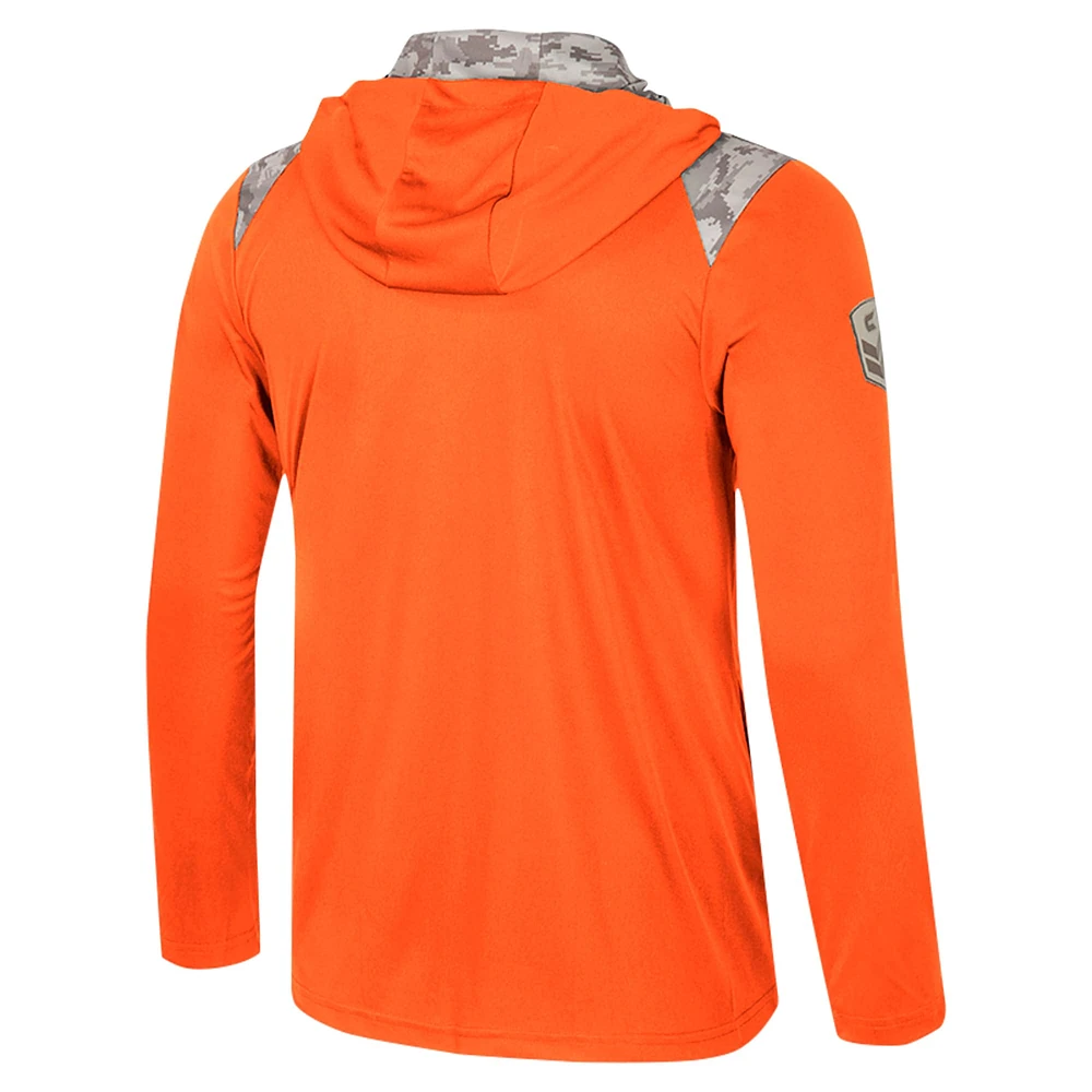 Men's Colosseum Orange Miami Hurricanes OHT Military Appreciation Quarter-Zip Hoodie Jacket