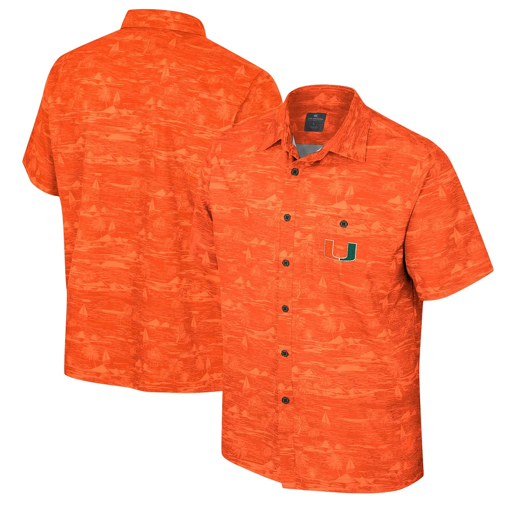 Chemise boutonnée Ozark orange Colosseum pour hommes, Miami Hurricanes