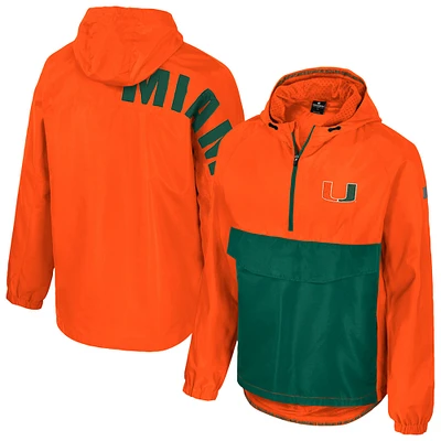 Men's Colosseum  Orange Miami Hurricanes Reloaded Anorak Half-Zip Jacket